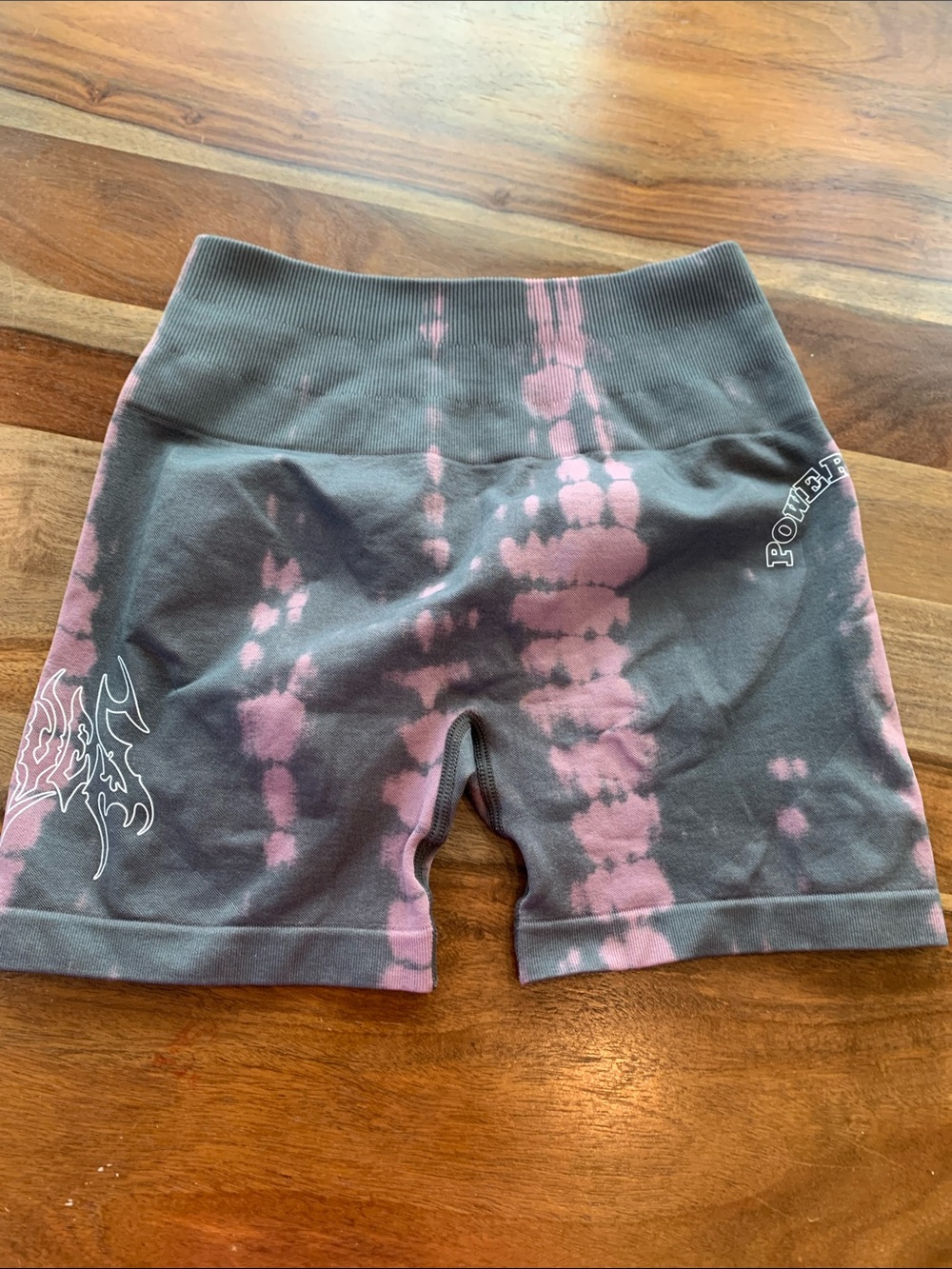 Darc Sport Pink and Gray Tie-Dye Bike Shorts